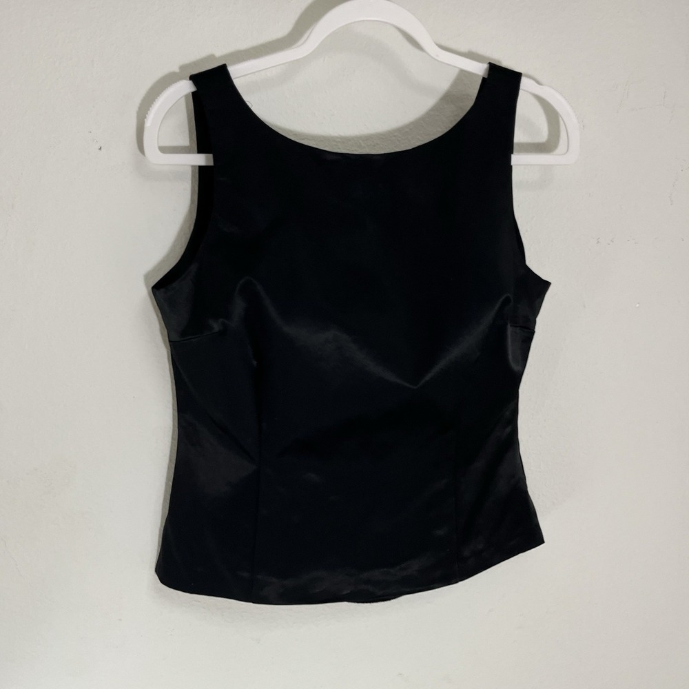 Esprit De Corp. Top Black Women's L Dress Top Satin Fitted Sleeveless